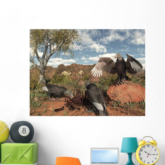 Pleistocene Black Vultures Feed Wall Decal