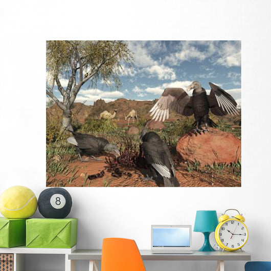 Pleistocene Black Vultures Feed Wall Decal