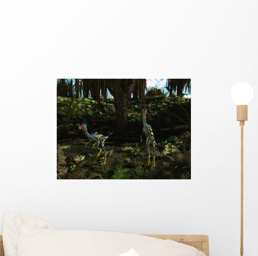 Caudipteryx Wander Prehistoric Landscape Wall Decal