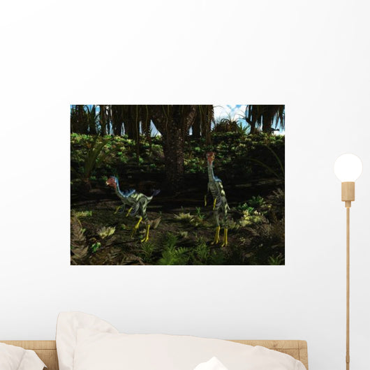 Caudipteryx Wander Prehistoric Landscape Wall Decal