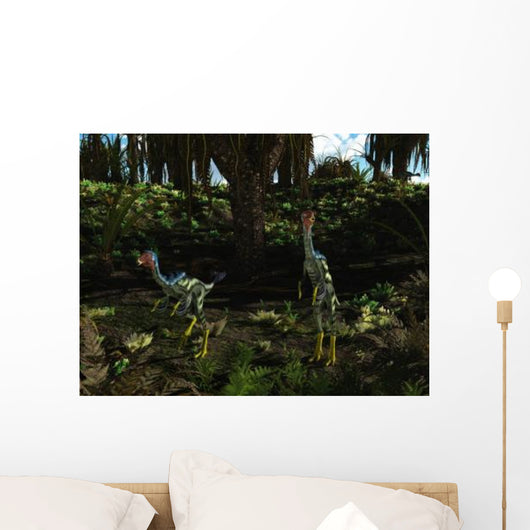 Caudipteryx Wander Prehistoric Landscape Wall Decal