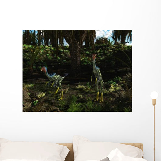 Caudipteryx Wander Prehistoric Landscape Wall Decal