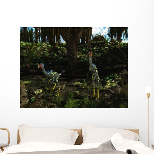 Caudipteryx Wander Prehistoric Landscape Wall Decal
