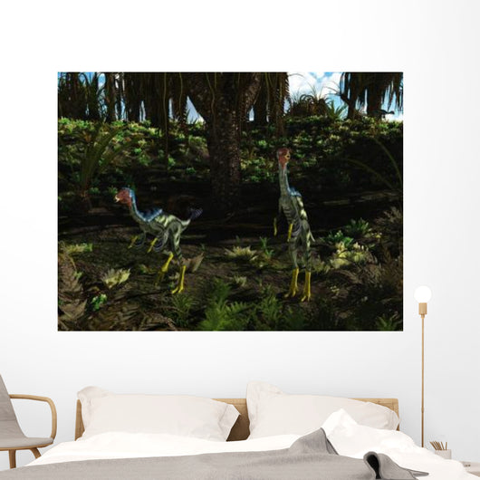 Caudipteryx Wander Prehistoric Landscape Wall Decal