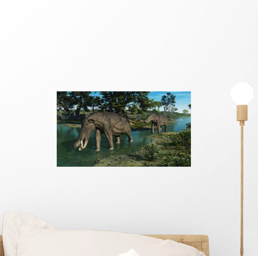 Pair Platybelodon Grazing Shallow Wall Decal