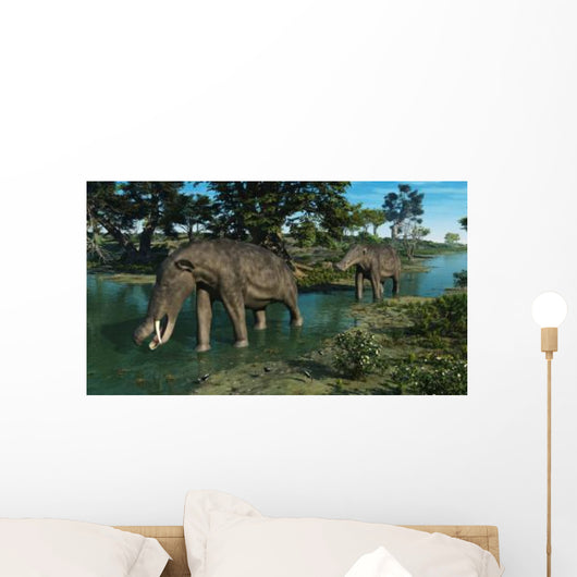 Pair Platybelodon Grazing Shallow Wall Decal
