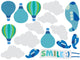 Blue Clouds Balloons Airplane Wall Decal Sticker Set Wall Decal