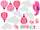 Pink Clouds Balloons Airplane Wall Decal Sticker Set Wall Decal