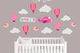 Pink Clouds Balloons Airplane Wall Decal Sticker Set Wall Decal