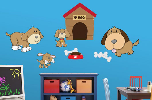 Cartoon Puppers Dog Family Wall Decal Sticker Set Wall Decal