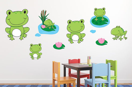 Cute Cartoon Frog Family Wall Decal Sticker Set Wall Decal