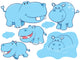 Cute Hippo Family Wall Decal Sticker Set Wall Decal