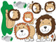 Cute Cartoon Lion Family Wall Decal Sticker Set Wall Decal