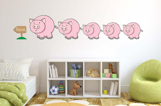Cute Pig Family Wall Decal Sticker Set Wall Decal