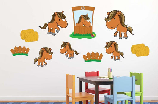 Cute Pony Family Wall Decal Sticker Set Wall Decal