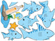 Cute Cartoon Shark Family Wall Decal Sticker Set Wall Decal