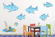 Cute Cartoon Shark Family Wall Decal Sticker Set Wall Decal