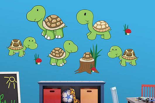 Cute Cartoon Turtle Family Wall Decal Sticker Set Wall Decal