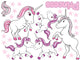 Cute Unicorn Family Wall Decal Sticker Set Wall Decal