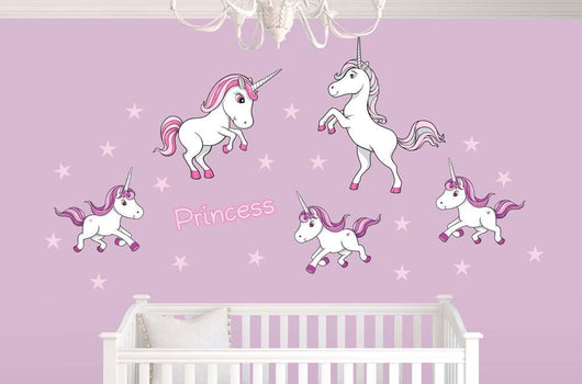 Cute Unicorn Family Wall Decal Sticker Set Wall Decal