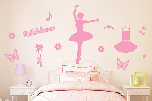 Pink Ballet Wall Decal Sticker Set Wall Decal