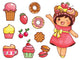Kawaii Little Girl with Wall Decal Sticker Set Wall Decal