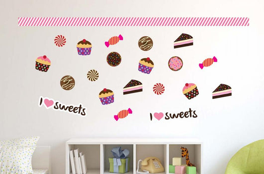 Cute Set Cupcake and Wall Decal Sticker Set Wall Decal