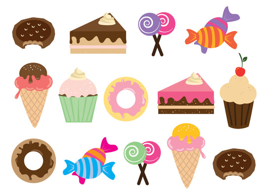 Cute Candy and Sweets Wall Decal Sticker Set Wall Decal