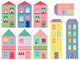Pastel Girly City Wall Decal Sticker Set Wall Decal