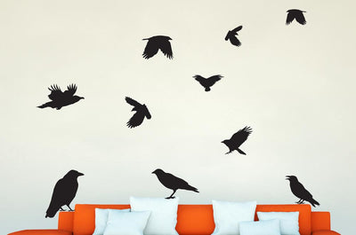 Black Crows Wall Decal Sticker Set Wall Decal