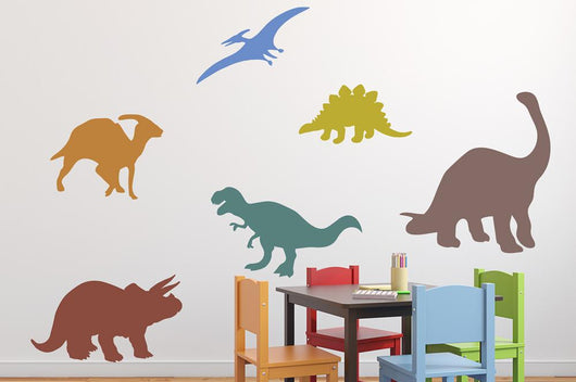 Colorful Dinosaur Silhouettes Wall Decal Sticker Set Wall Decal