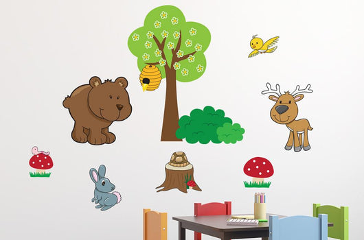 Forest Animal Friends Wall Decal Sticker Set Wall Decal