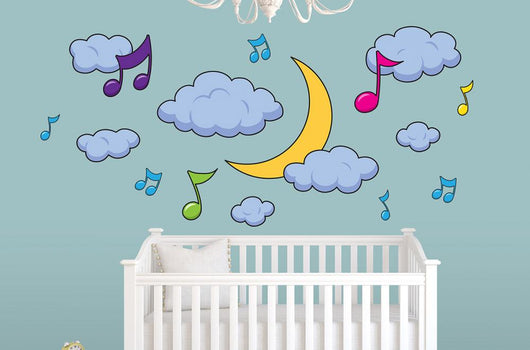 Musical Moon Wall Decal Sticker Set Wall Decal
