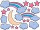 Moon Star Rainbows Wall Decal Sticker Set Wall Decal