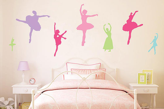 Colorful Ballet Silhouettes Wall Decal Sticker Set Wall Decal