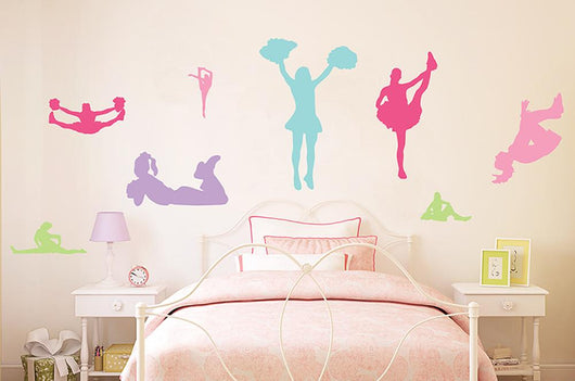Colorful Cheerleader Silhouettes Wall Decal Sticker Set Wall Decal