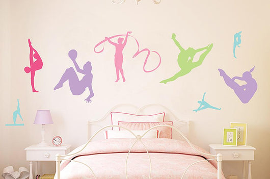 Colorful Gymnastics Silhouettes Wall Decal Sticker Set Wall Decal
