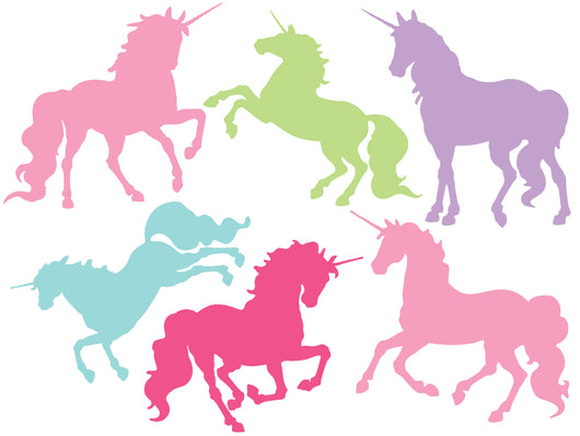 18 W Multicolor Unicorn Wall Decal Sticker Set Wall Decal