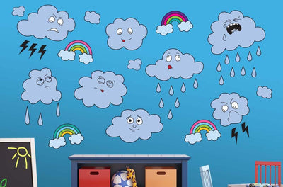 Moody Rain Clouds Wall Decal Sticker Set Wall Decal