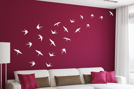 White Swallows Wall Decal Sticker Set Wall Decal