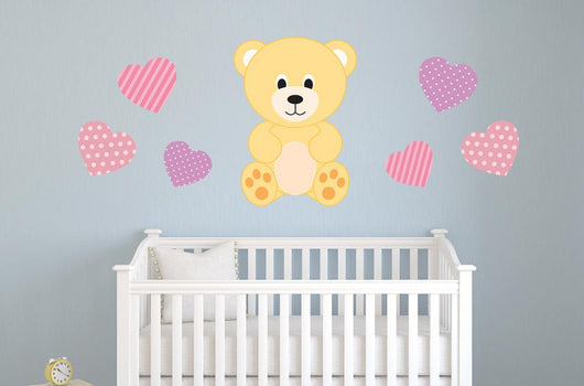 Pink Teddy Bear Love Wall Decal Sticker Set Wall Decal