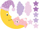 Sleepy Teddy Bear Moon Wall Decal Sticker Set