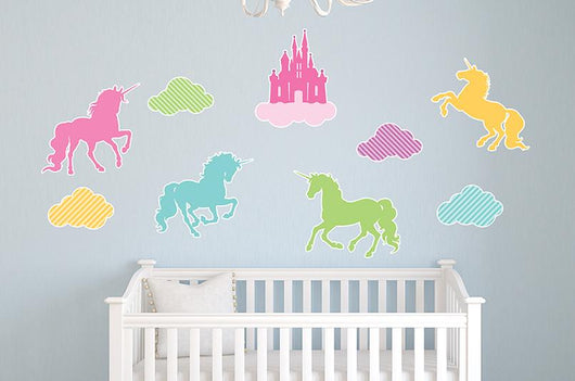 Colorful Unicorn Silhouettes and Wall Decal Sticker Set Wall Decal