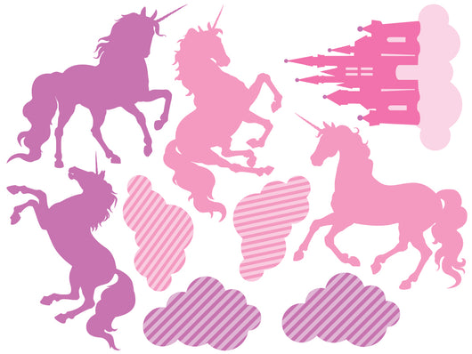 Pink Unicorn Silhouettes Wall Decal Sticker Set Wall Decal