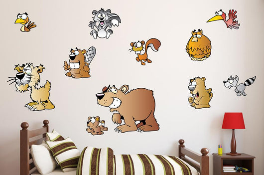 Cartoon Forest Animals Wall Decal Sticker Set Wall Decal