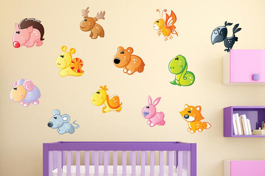 Cute Cartoon Forest Animal Wall Decal Sticker Set Wall Decal