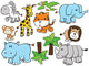 Cartoon Zoo Animal Wall Decal Sticker Set Wall Decal