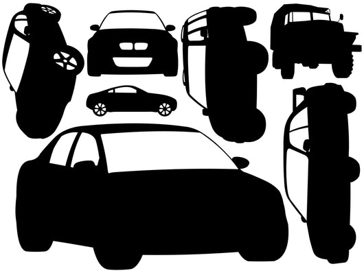 Black Car Silhouettes Wall Decal Sticker Set Wall Decal