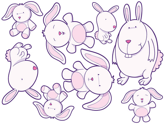 Pink Bunny Wall Decal Sticker Set Wall Decal