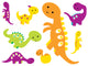 Cute Warm Baby Dino Wall Decal Sticker Set Wall Decal